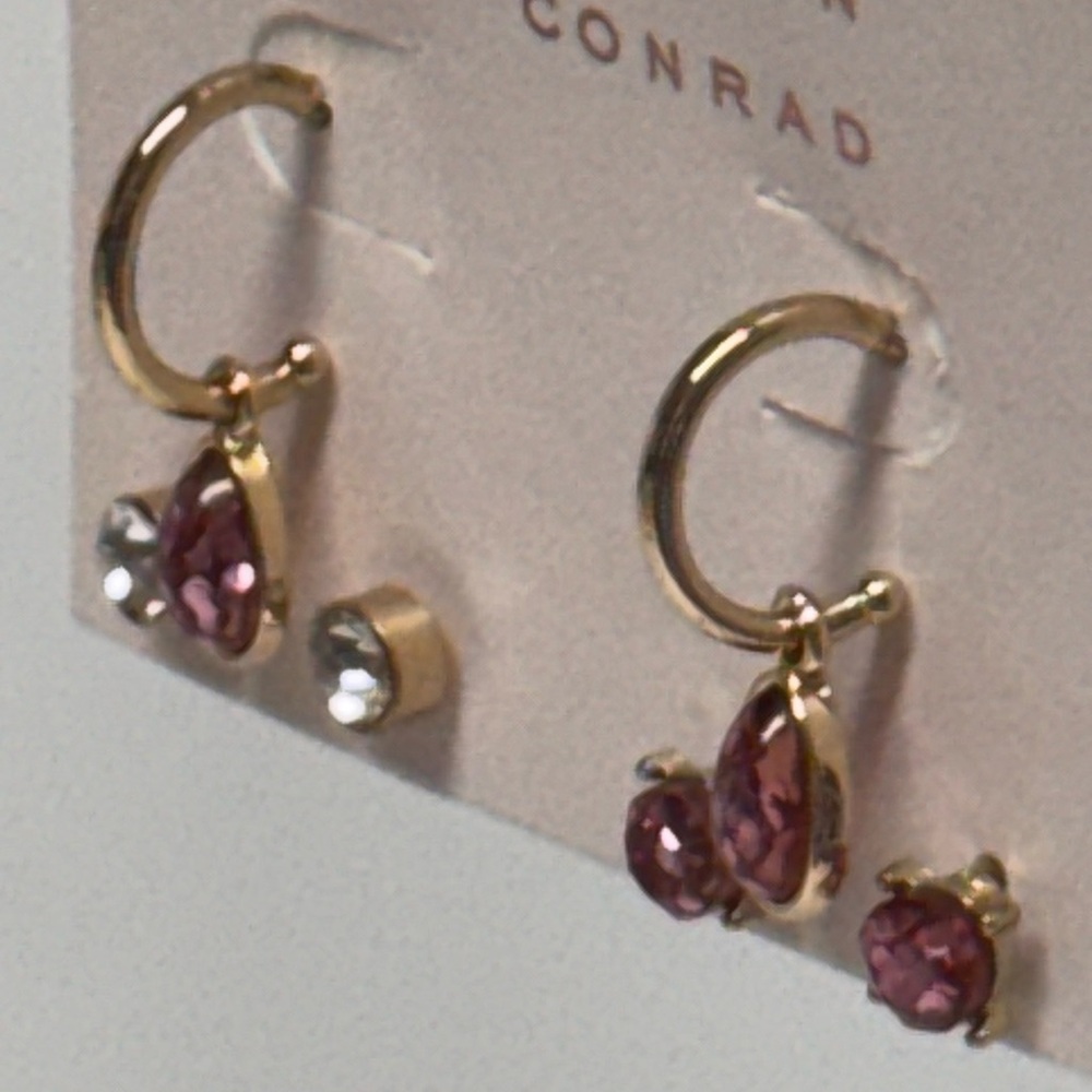 LC Lauren Conrad Pink and Gold Trio Set of Earrings
